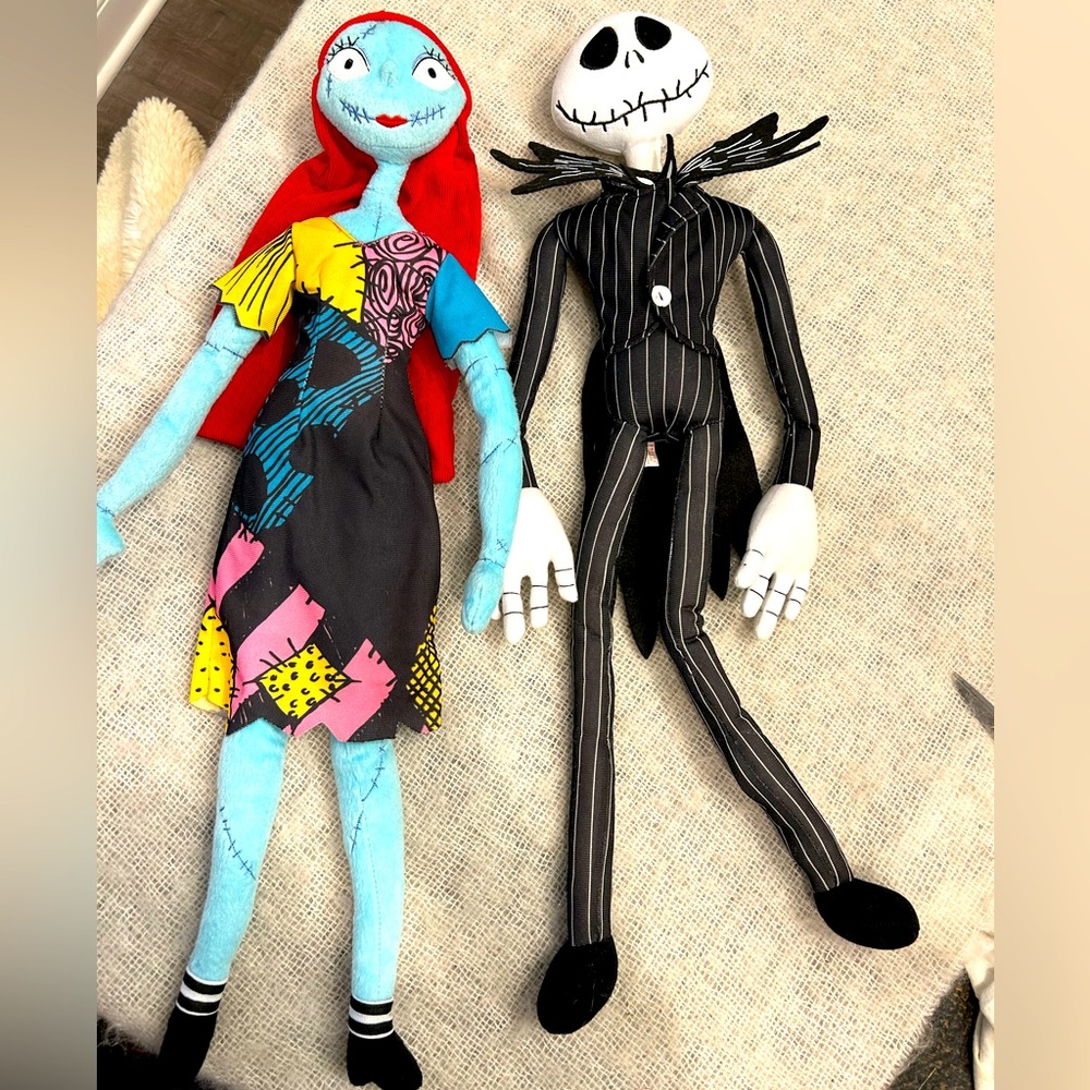 Jack Skellington and Sally 2ft plush dolls Nightmare Before Christmas, posable